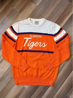 Hillflint Clemson Tigers Knit Sweater Men's Large Orange Crewneck Cotton Blend